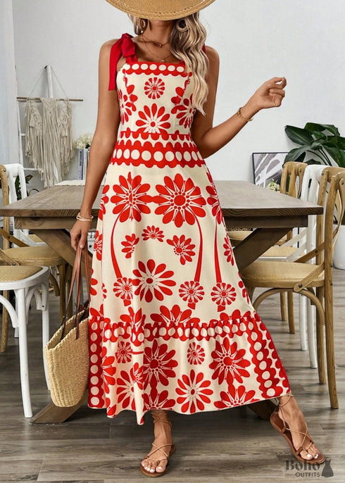 2024 Wool Printed Strap Casual Boho Dress